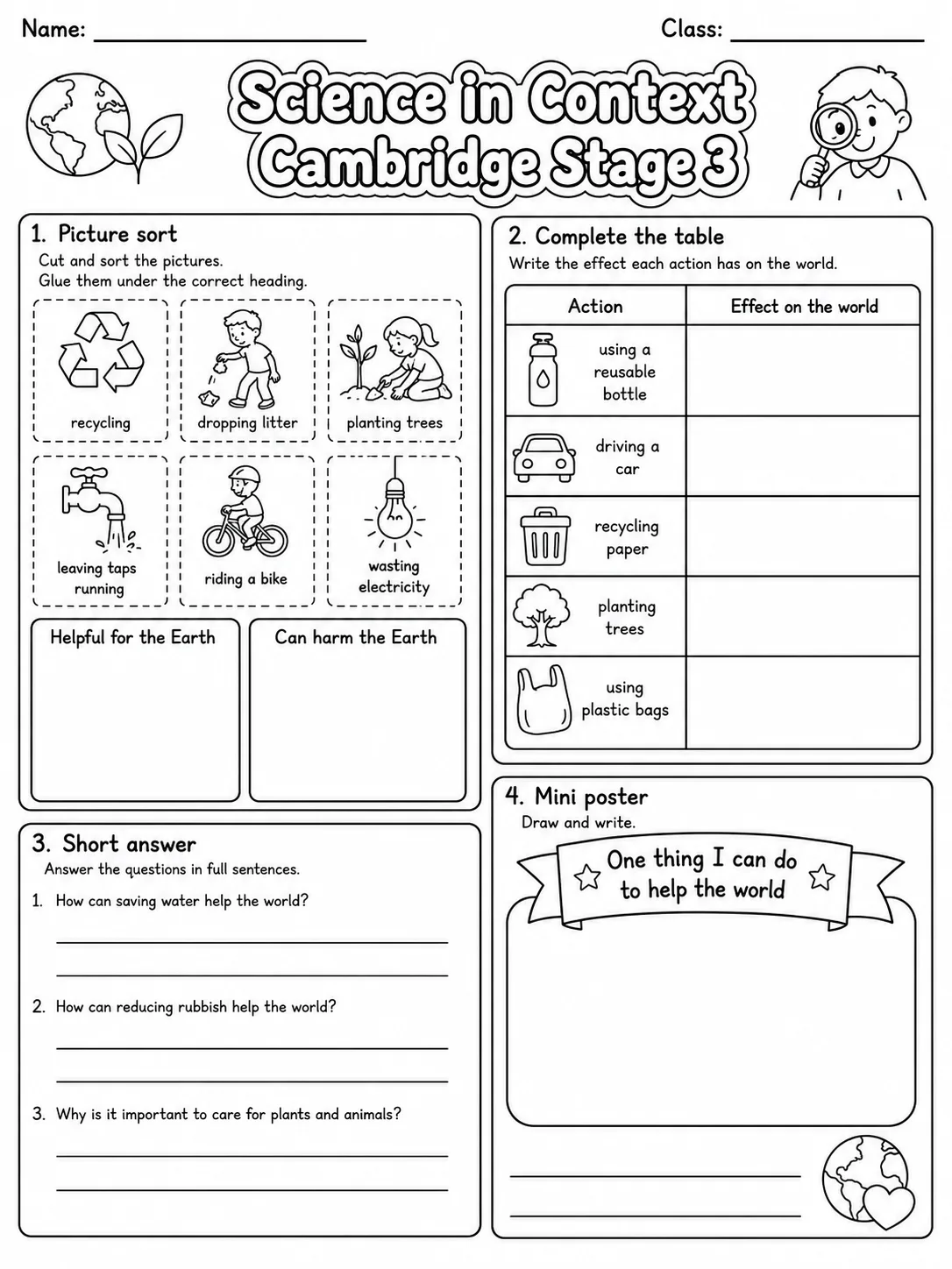 Science in Context Cambridge Stage 3 page 6 printable Cambridge science worksheet preview