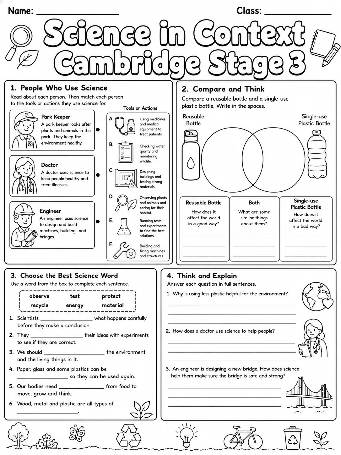 Science in Context Cambridge Stage 3 page 7 printable Cambridge science worksheet preview