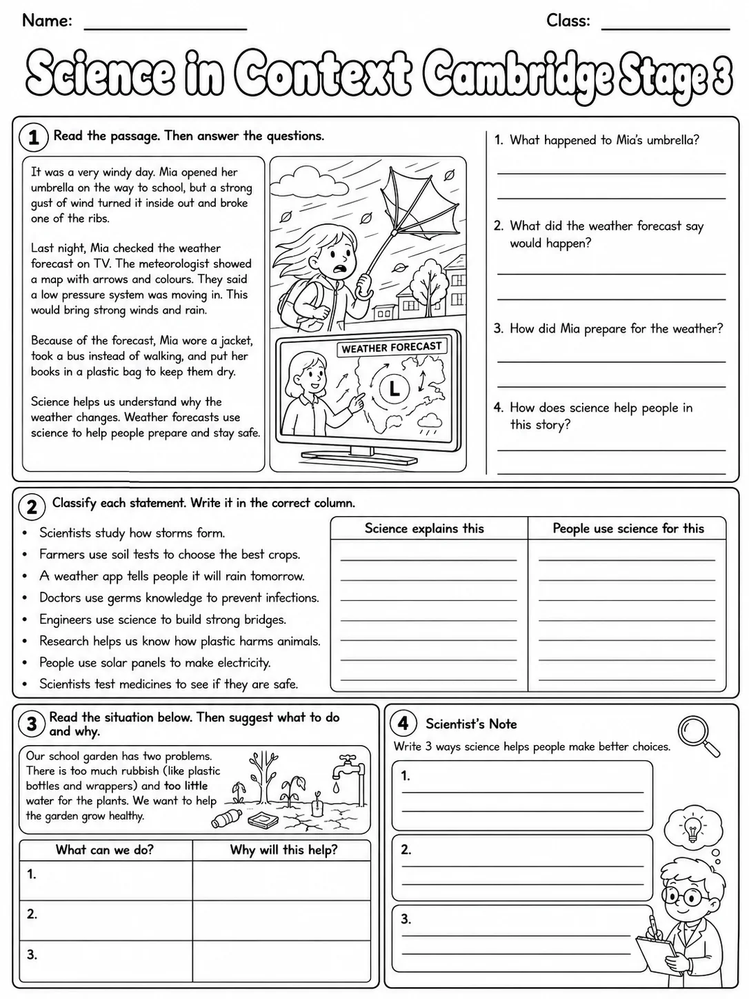 Science in Context Cambridge Stage 3 page 8 printable Cambridge science worksheet preview