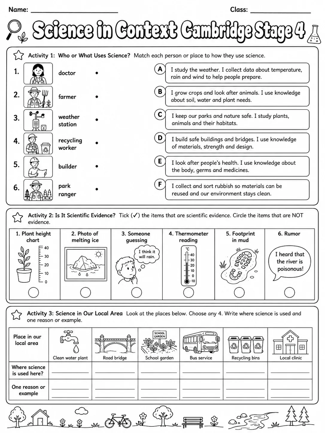Science in Context Cambridge Stage 4 printable Cambridge Primary Science Stage 4 worksheet preview from KiwiBee
