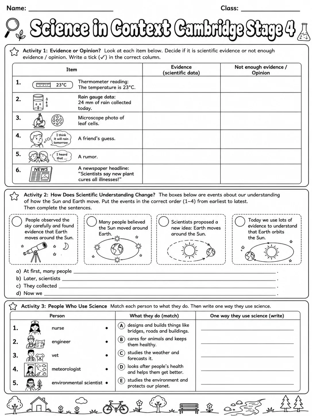Science in Context Cambridge Stage 4 page 2 printable Cambridge science worksheet preview