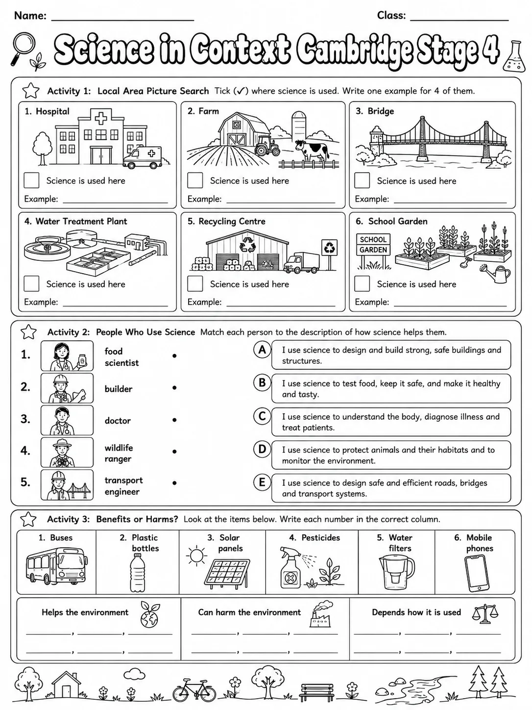 Science in Context Cambridge Stage 4 page 3 printable Cambridge science worksheet preview