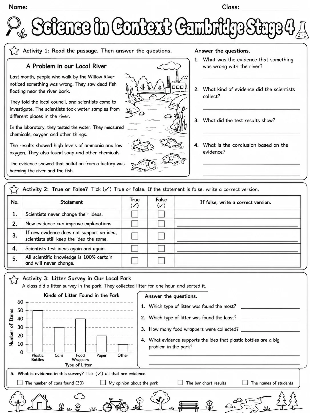 Science in Context Cambridge Stage 4 page 4 printable Cambridge science worksheet preview