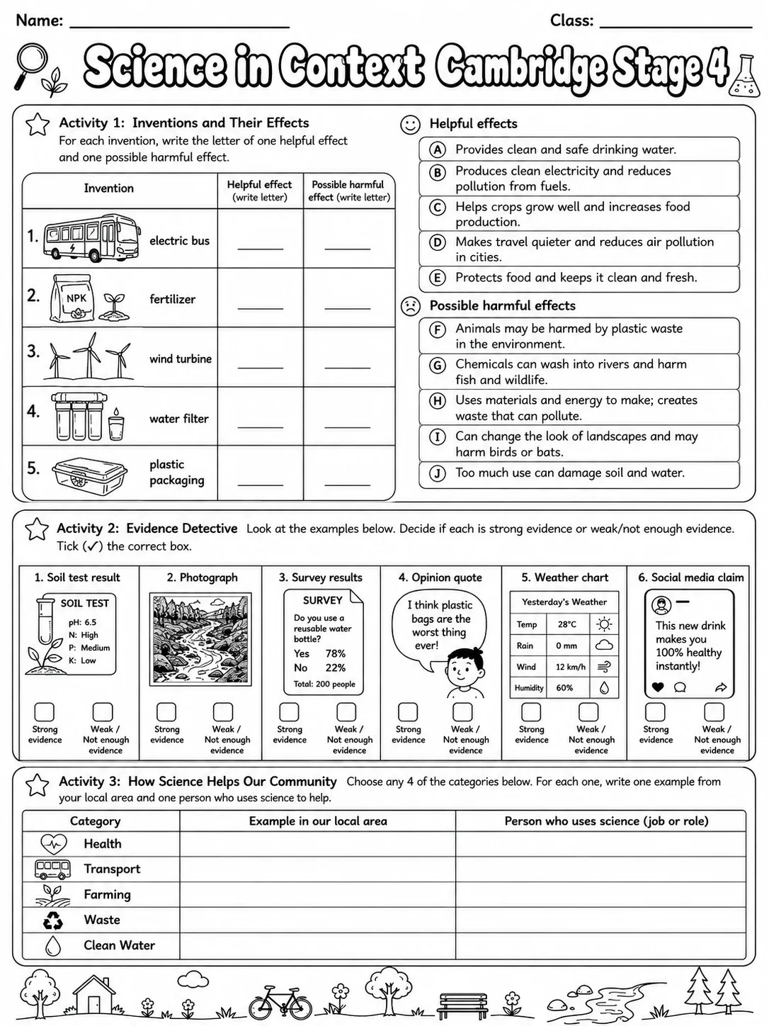 Science in Context Cambridge Stage 4 page 5 printable Cambridge science worksheet preview