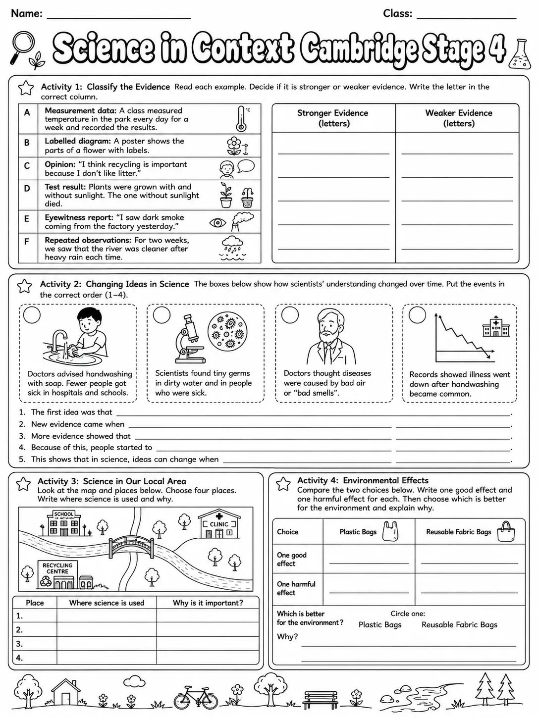 Science in Context Cambridge Stage 4 page 6 printable Cambridge science worksheet preview