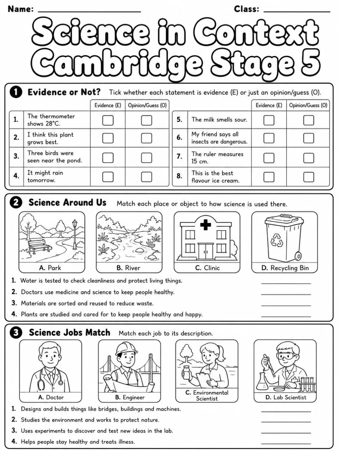 Science in Context Cambridge Stage 5 printable Cambridge Primary Science Stage 5 worksheet preview from KiwiBee