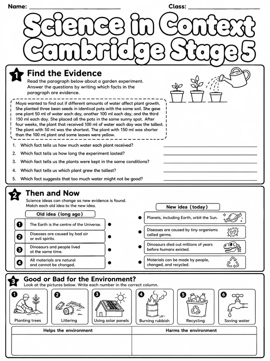 Science in Context Cambridge Stage 5 page 2 printable Cambridge science worksheet preview