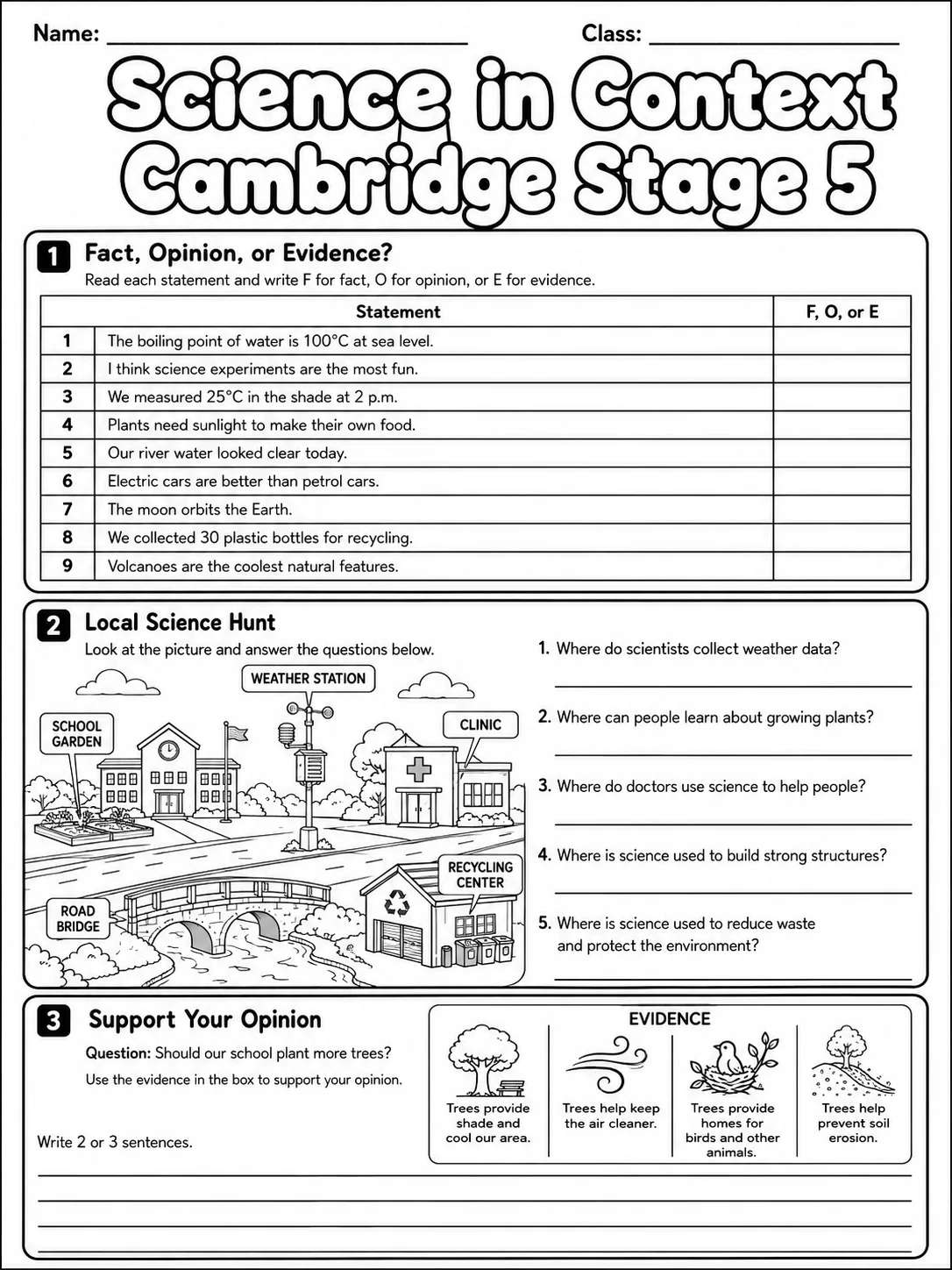 Science in Context Cambridge Stage 5 page 3 printable Cambridge science worksheet preview