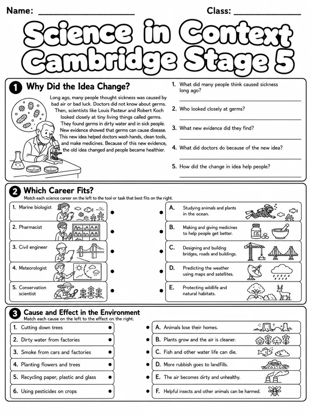 Science in Context Cambridge Stage 5 page 4 printable Cambridge science worksheet preview