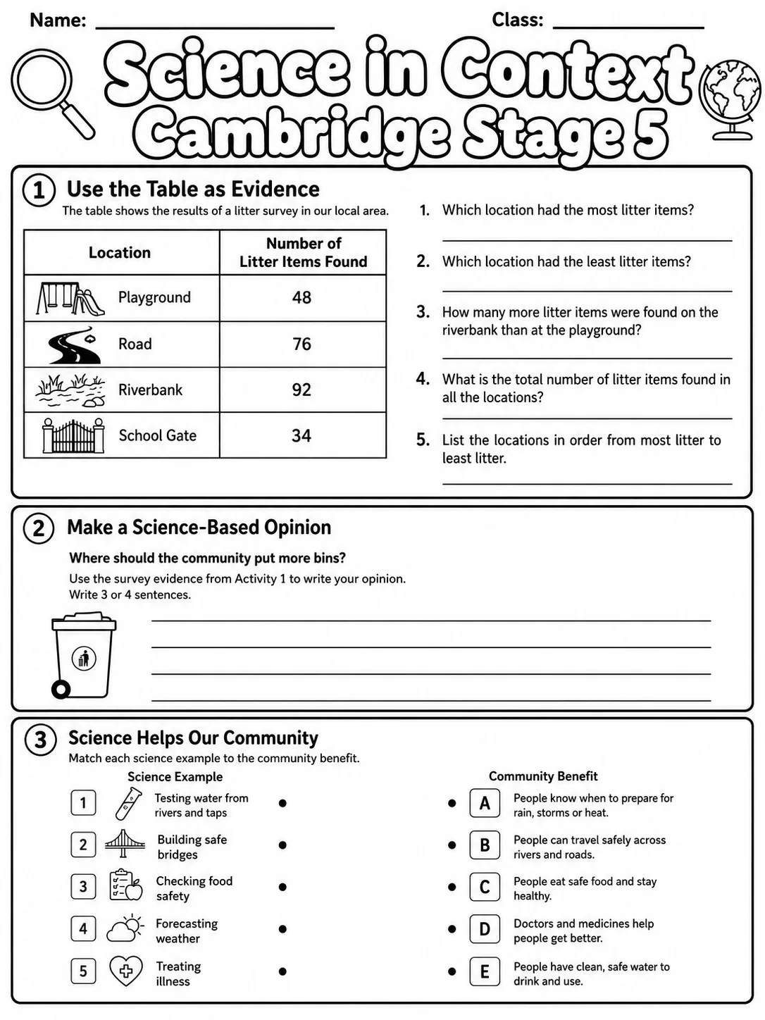 Science in Context Cambridge Stage 5 page 5 printable Cambridge science worksheet preview