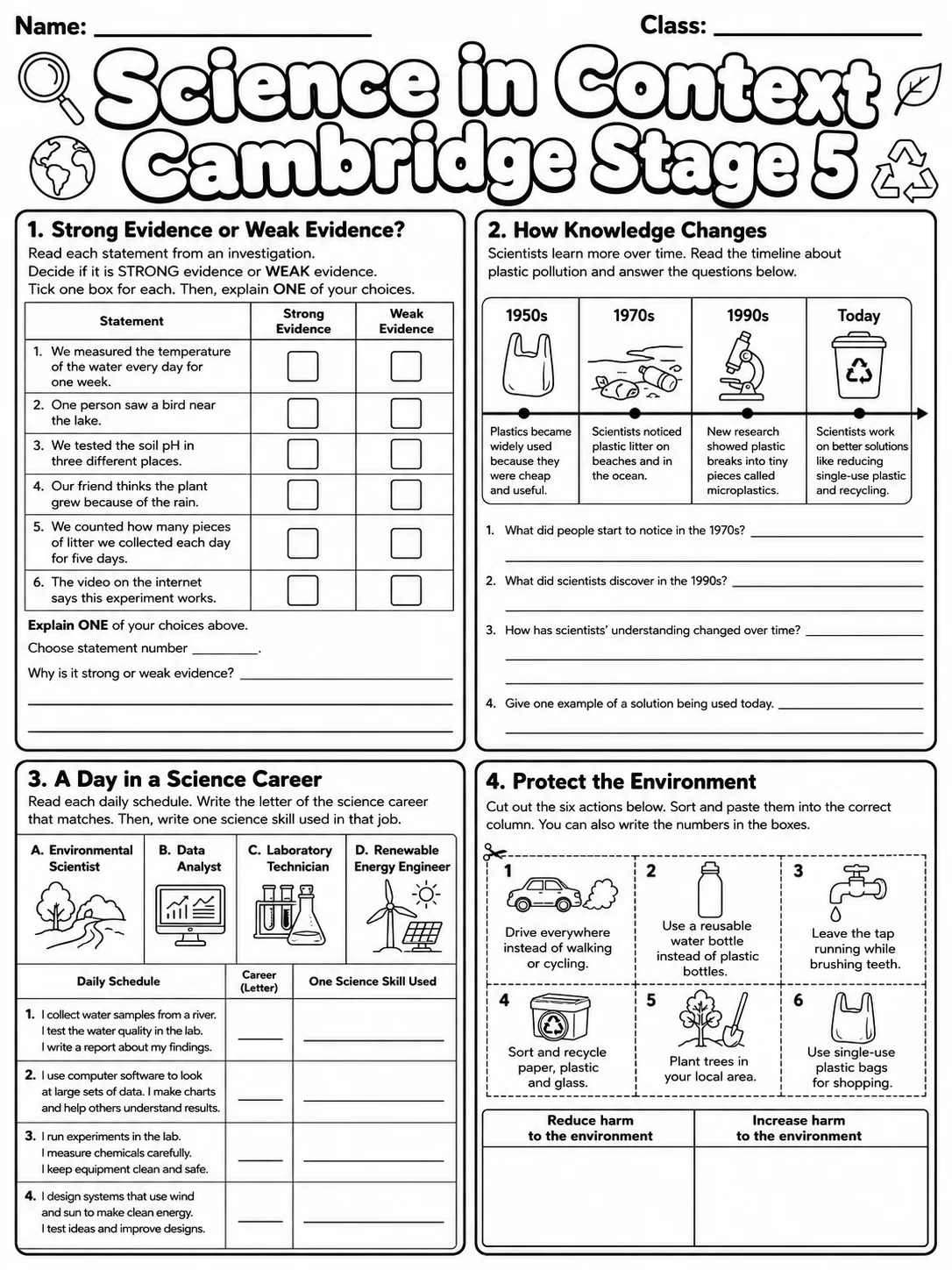 Science in Context Cambridge Stage 5 page 6 printable Cambridge science worksheet preview