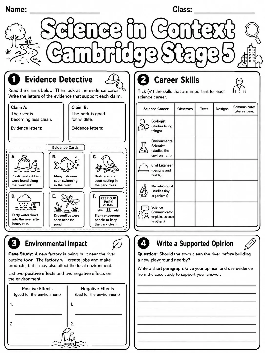 Science in Context Cambridge Stage 5 page 8 printable Cambridge science worksheet preview