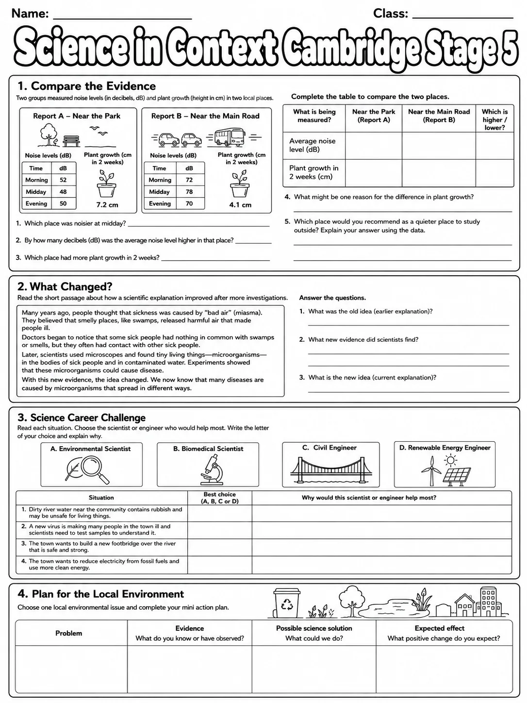 Science in Context Cambridge Stage 5 page 9 printable Cambridge science worksheet preview