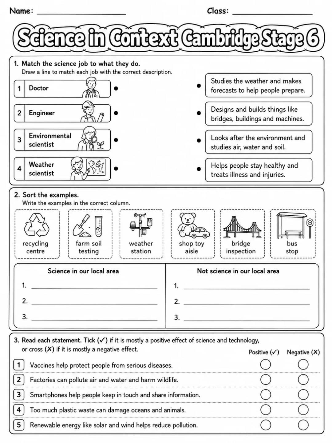 Science in Context Cambridge Stage 6 printable Cambridge Primary Science Stage 6 worksheet preview from KiwiBee