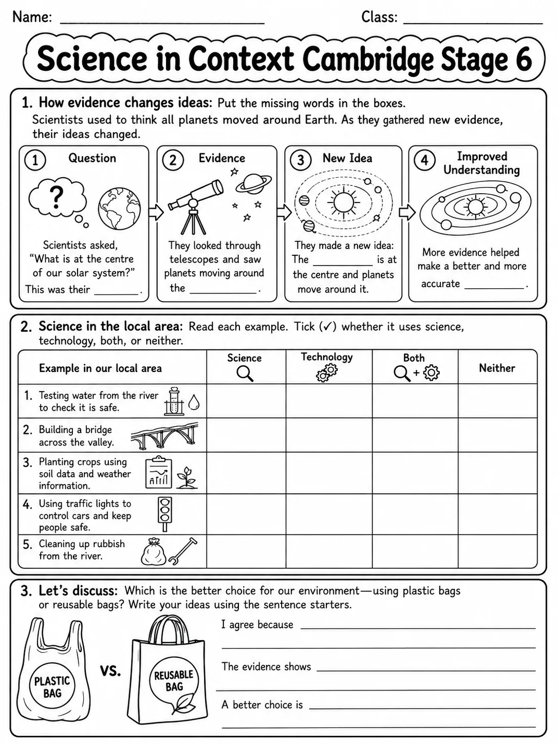 Science in Context Cambridge Stage 6 page 2 printable Cambridge science worksheet preview