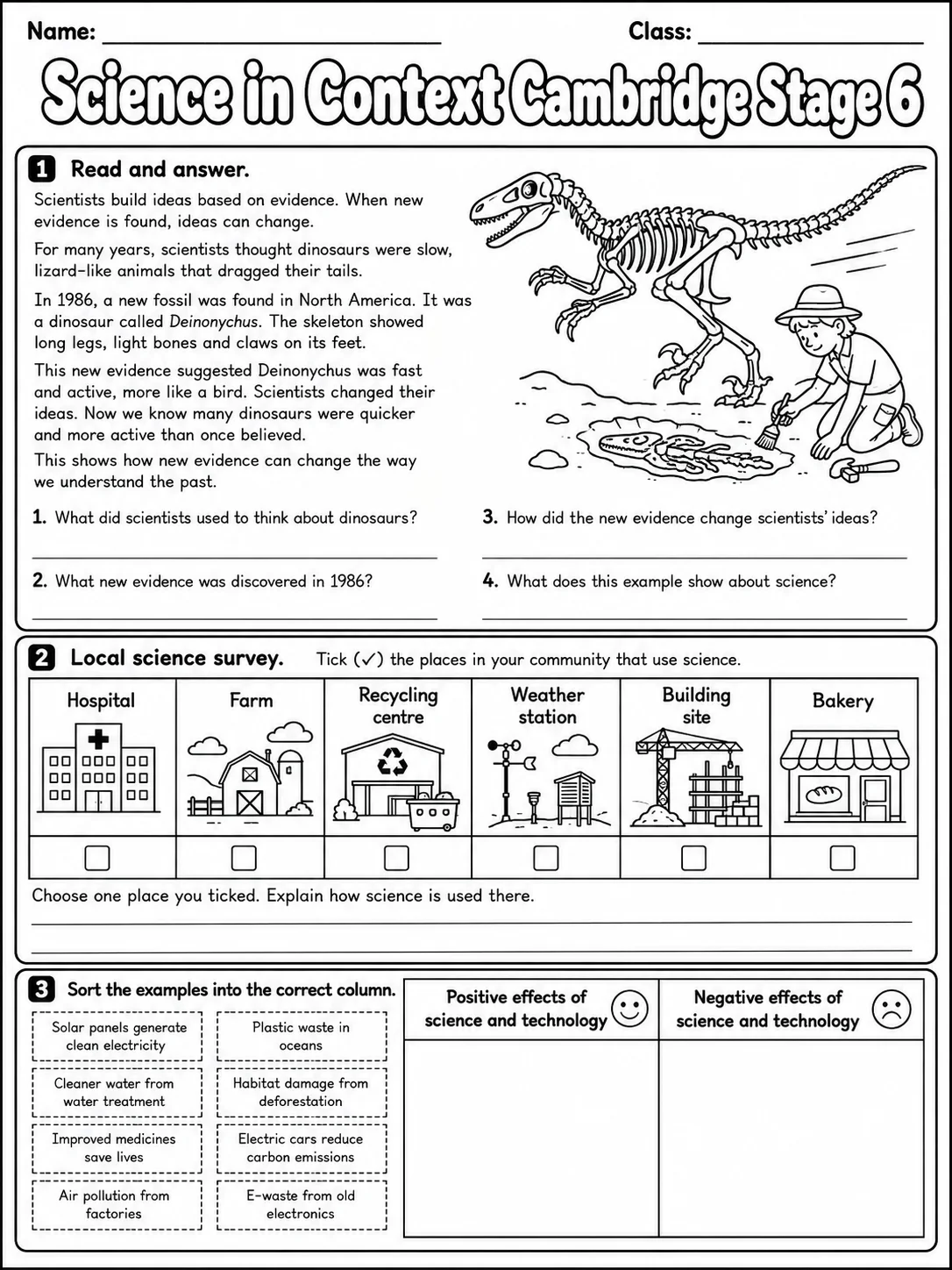 Science in Context Cambridge Stage 6 page 3 printable Cambridge science worksheet preview