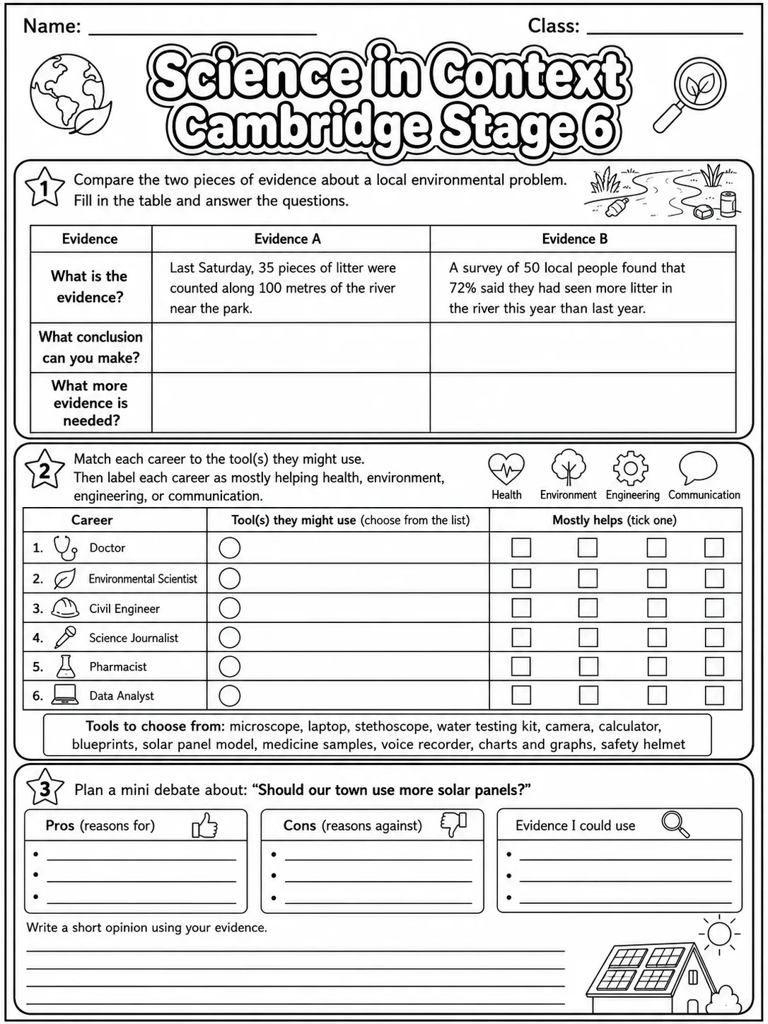 Science in Context Cambridge Stage 6 page 4 printable Cambridge science worksheet preview