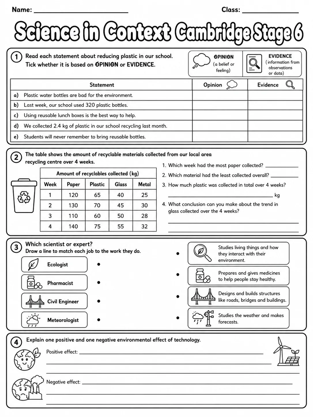Science in Context Cambridge Stage 6 page 5 printable Cambridge science worksheet preview