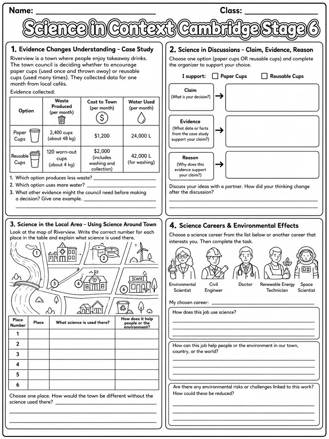 Science in Context Cambridge Stage 6 page 6 printable Cambridge science worksheet preview