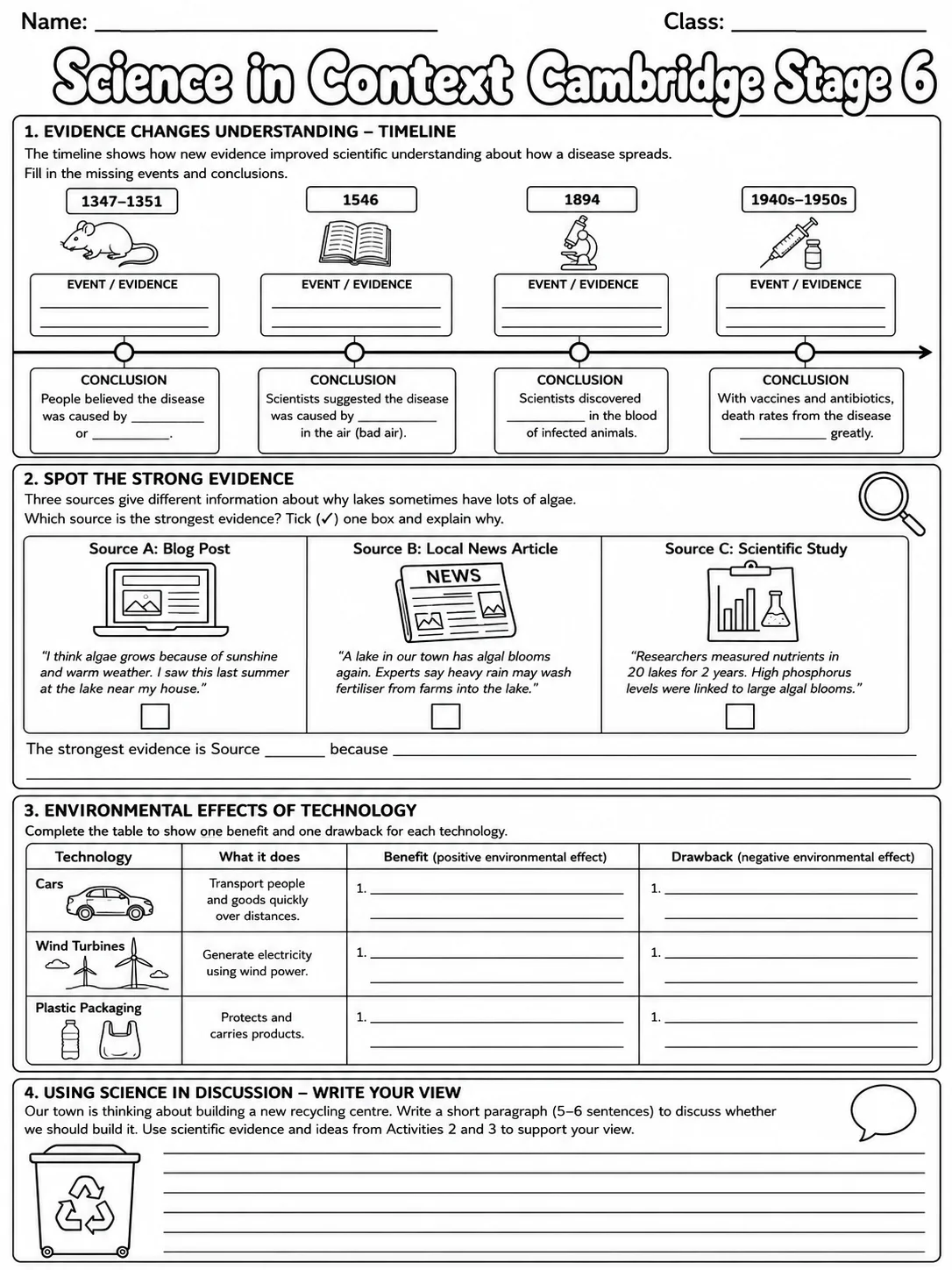 Science in Context Cambridge Stage 6 page 7 printable Cambridge science worksheet preview
