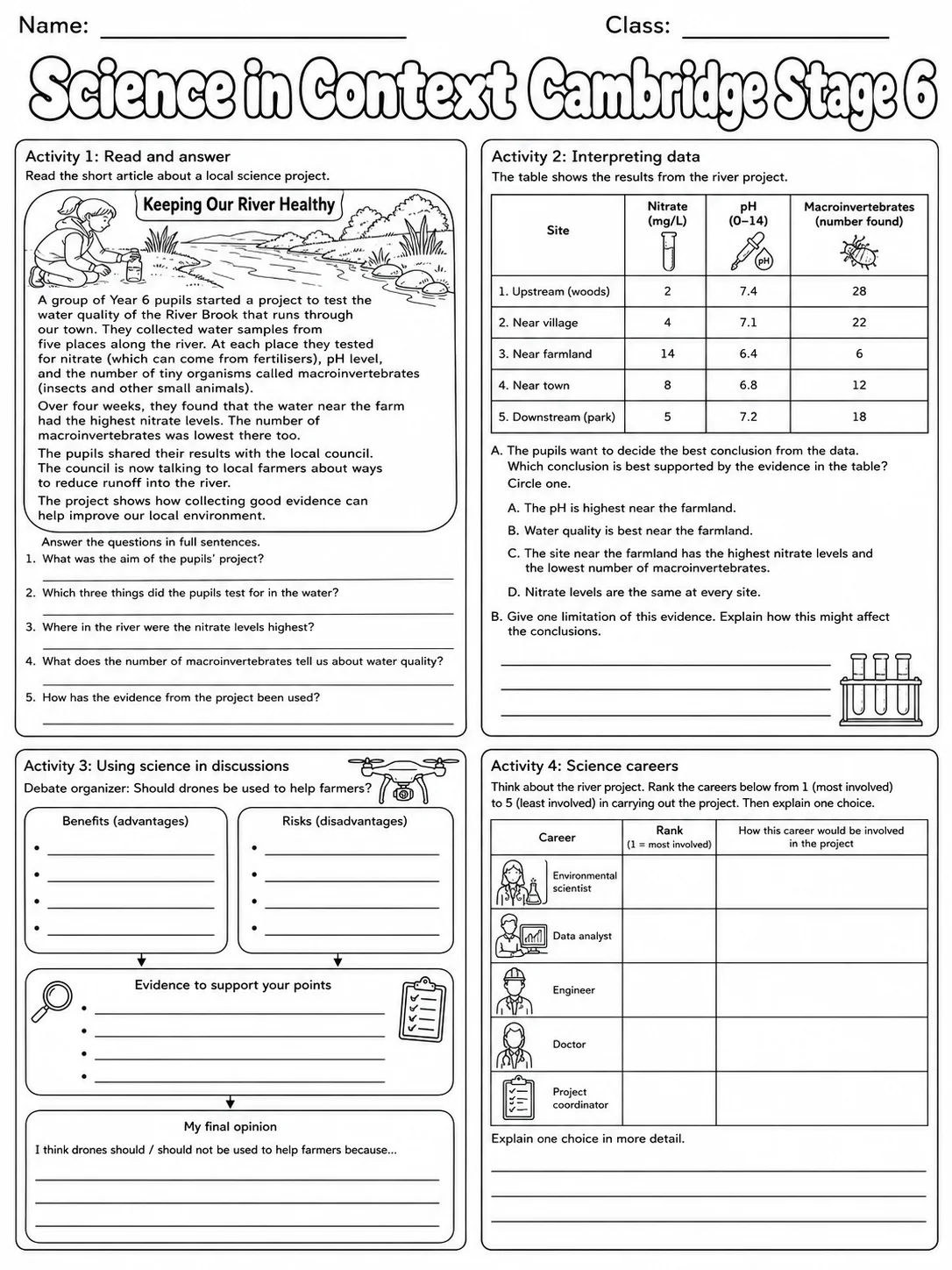 Science in Context Cambridge Stage 6 page 8 printable Cambridge science worksheet preview