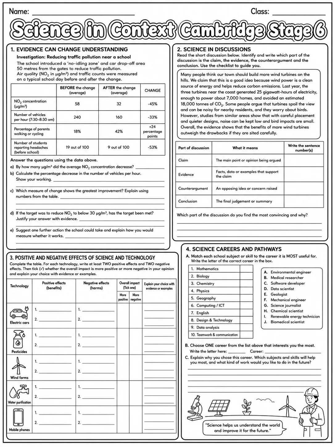 Science in Context Cambridge Stage 6 page 9 printable Cambridge science worksheet preview