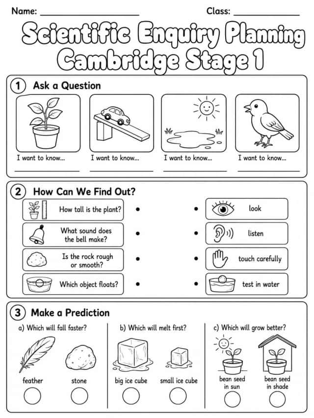 Scientific Enquiry Planning Cambridge Stage 1