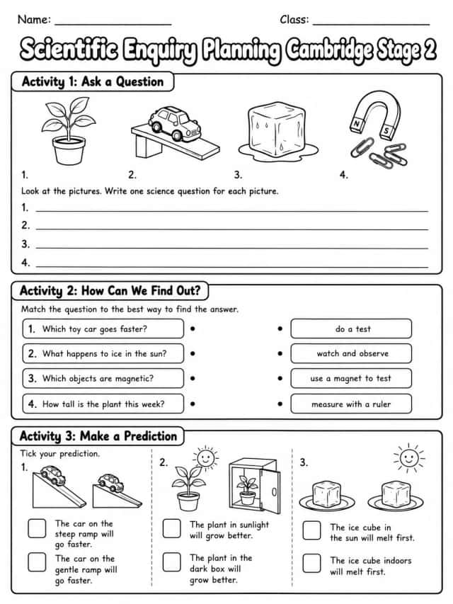 Scientific Enquiry Planning Cambridge Stage 2