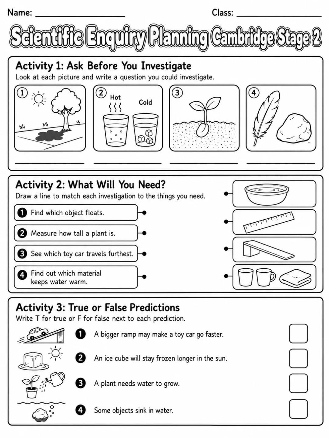 Scientific Enquiry Planning Cambridge Stage 2 printable Cambridge Primary Science Stage 2 worksheet preview from KiwiBee
