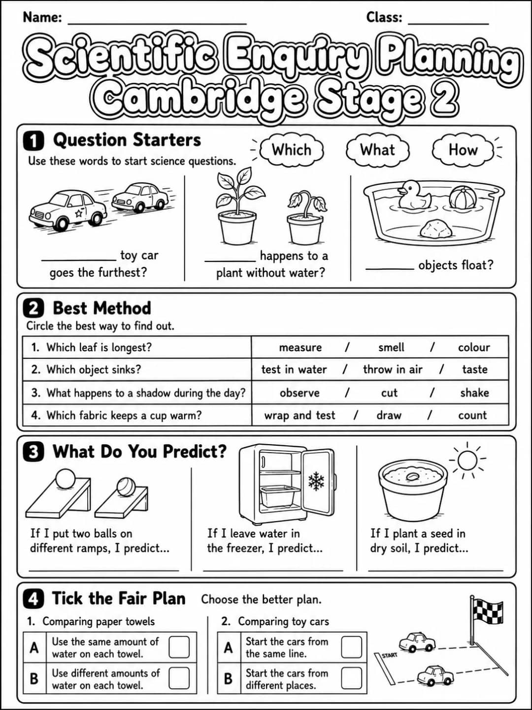 Scientific Enquiry Planning Cambridge Stage 2 printable Cambridge Primary Science Stage 2 worksheet preview from KiwiBee