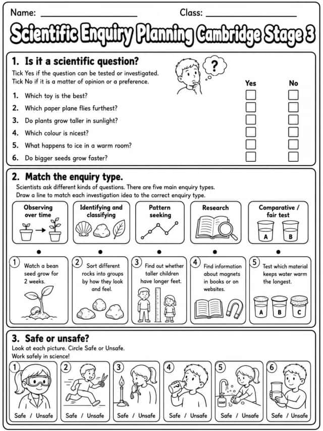 Scientific Enquiry Planning Cambridge Stage 3