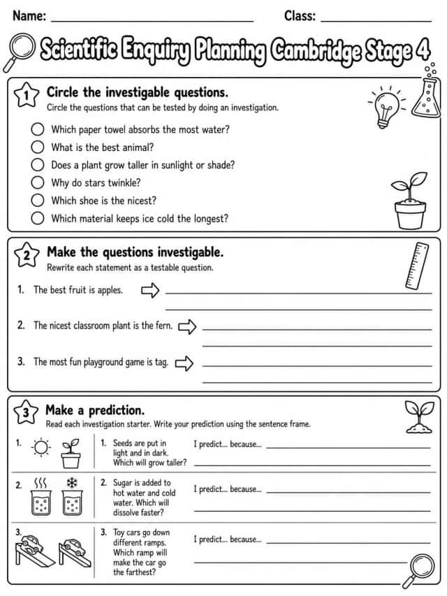 Scientific Enquiry Planning Cambridge Stage 4