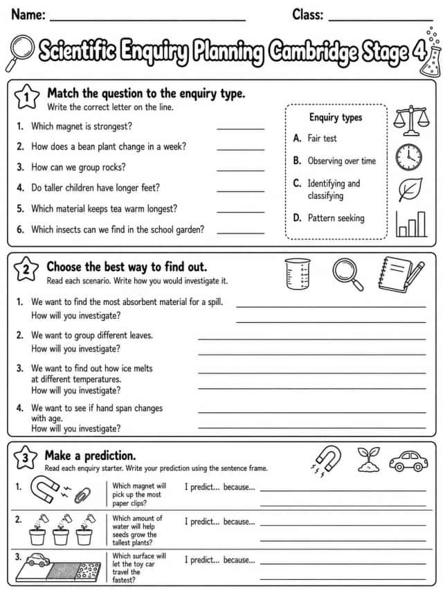 Scientific Enquiry Planning Cambridge Stage 4