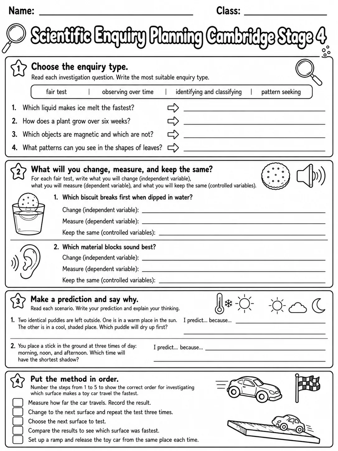 Scientific Enquiry Planning Cambridge Stage 4