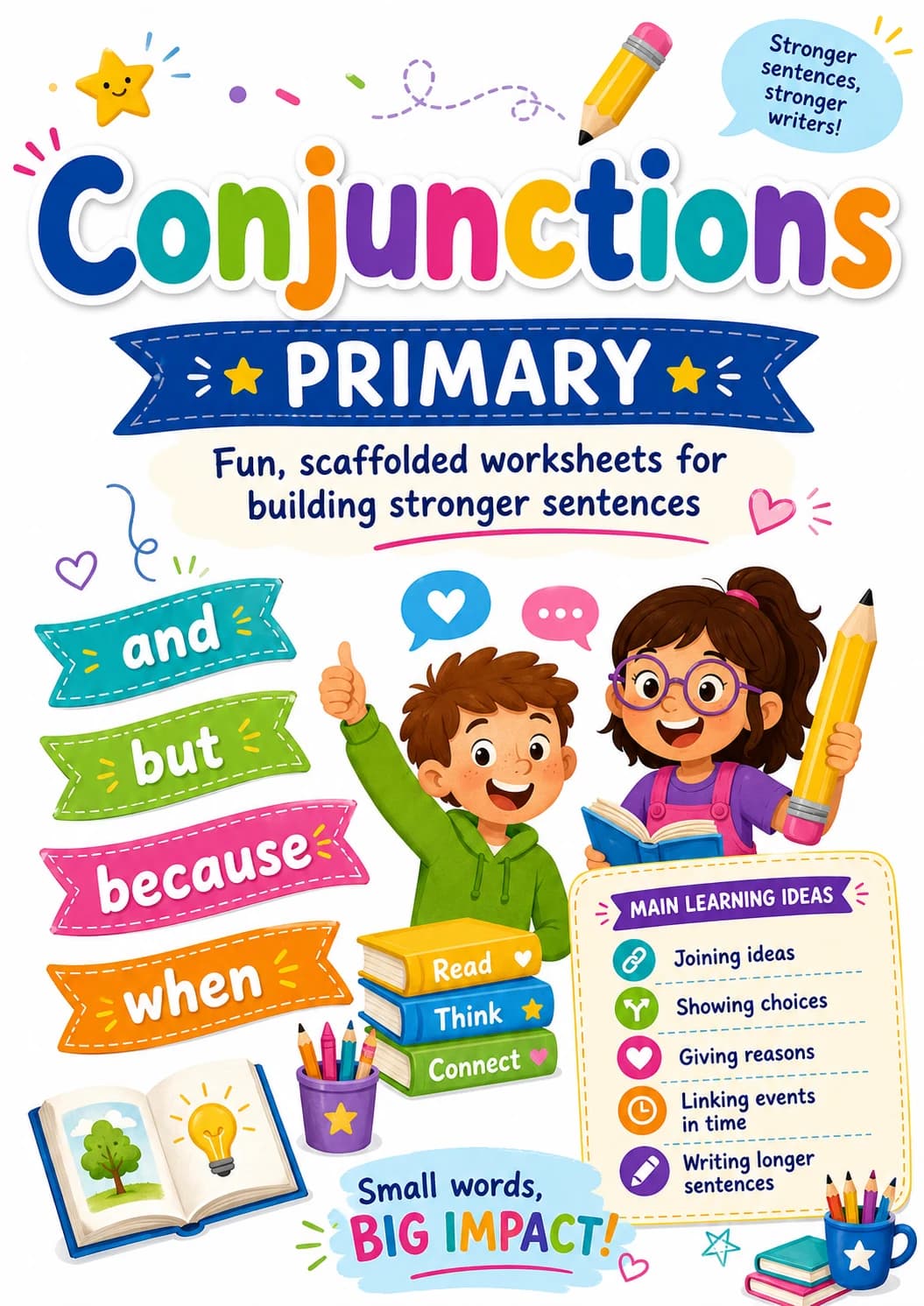 Conjunctions Worksheet Pack printable cover