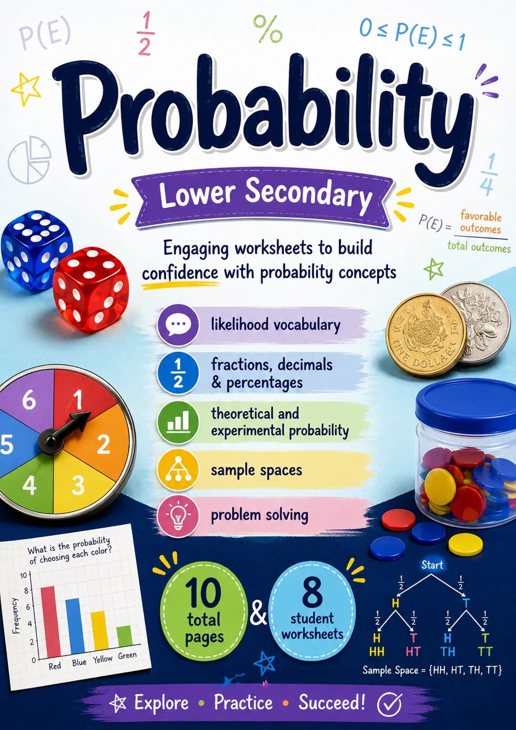 Probability Worksheet Pack printable cover