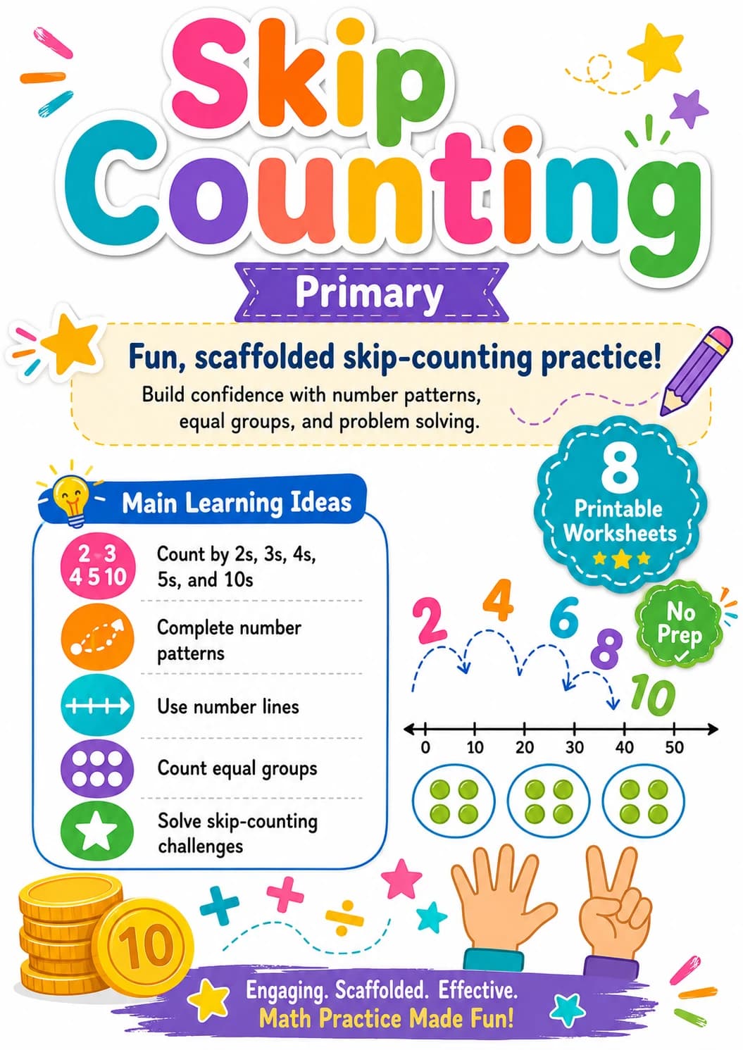 Skip Counting Worksheet Pack printable cover
