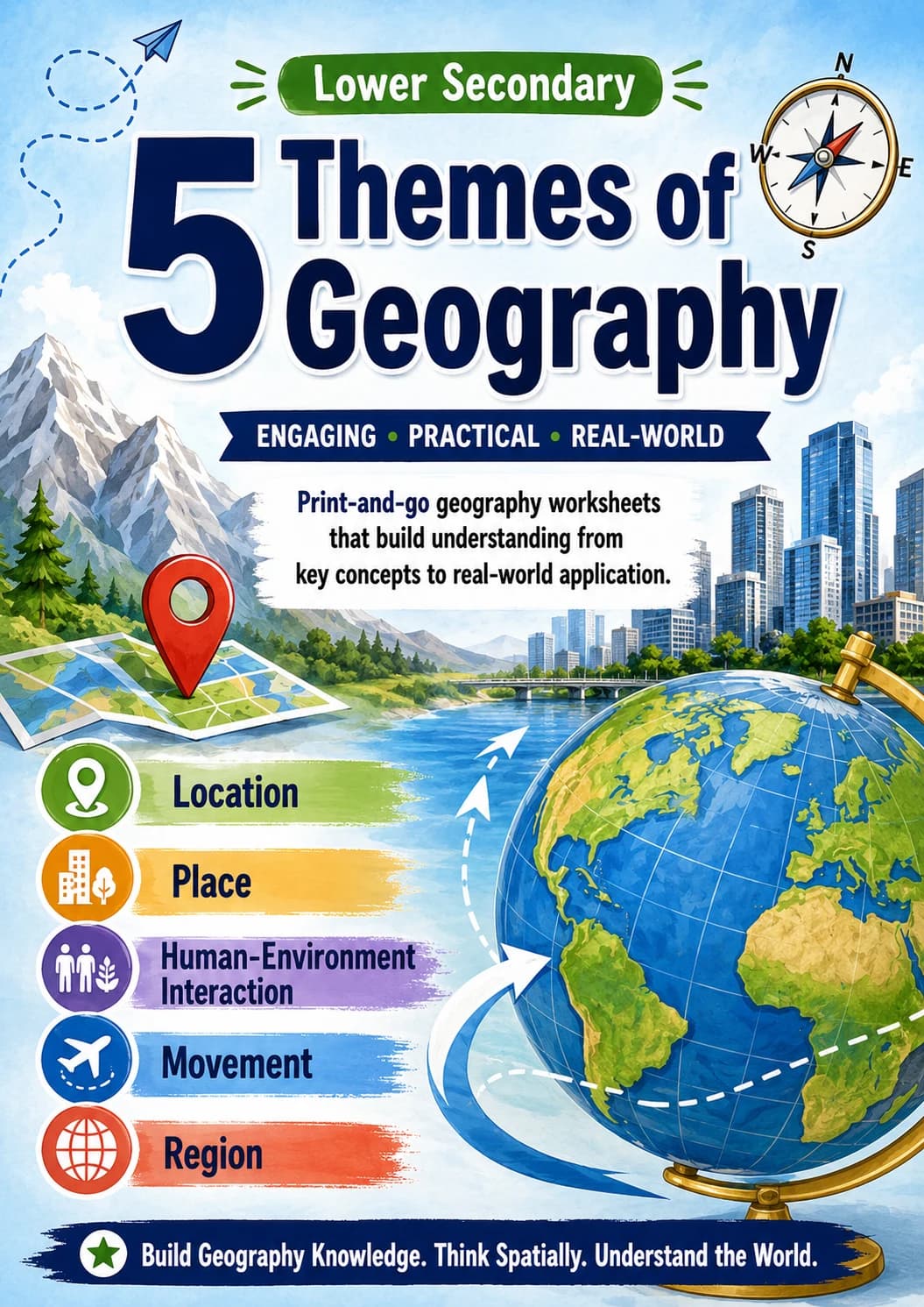 5 Themes of Geography Worksheet Pack printable cover