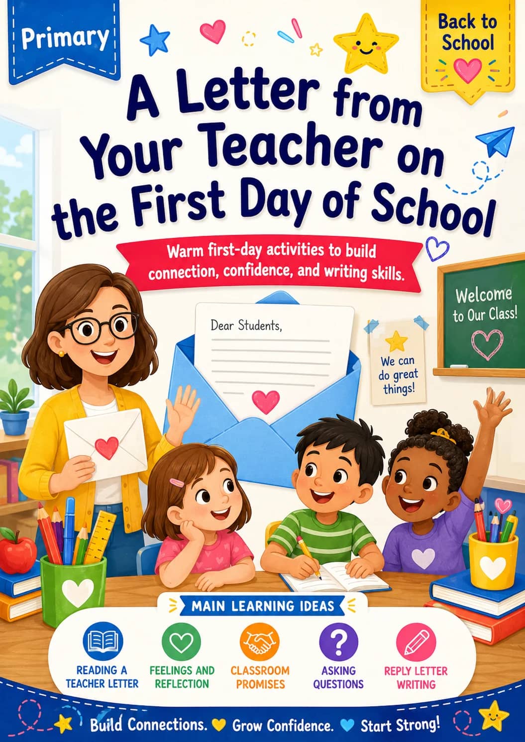 A Letter from Your Teacher on the First Day of School Worksheet Pack printable cover