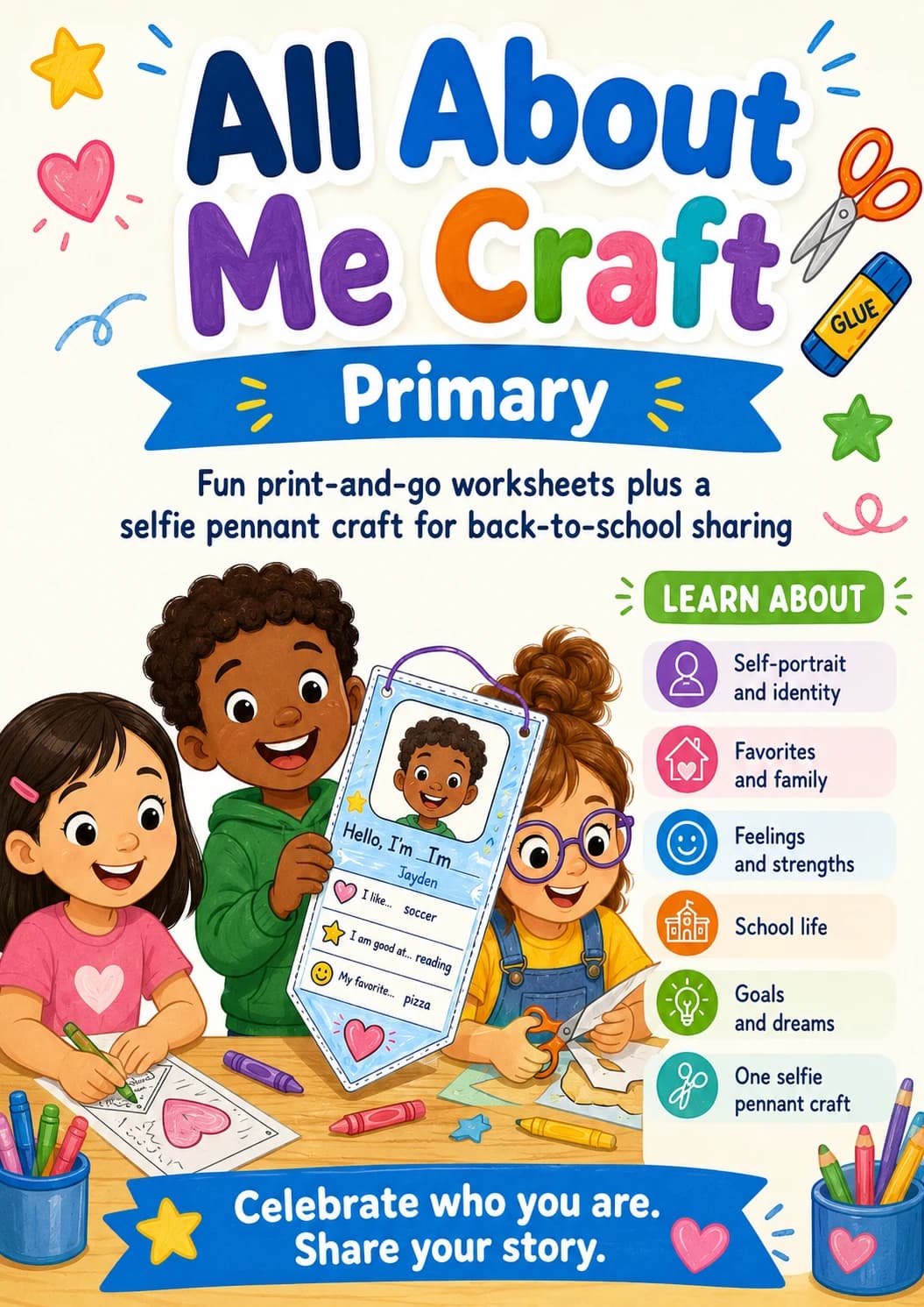 All About Me Craft Worksheet Pack printable cover