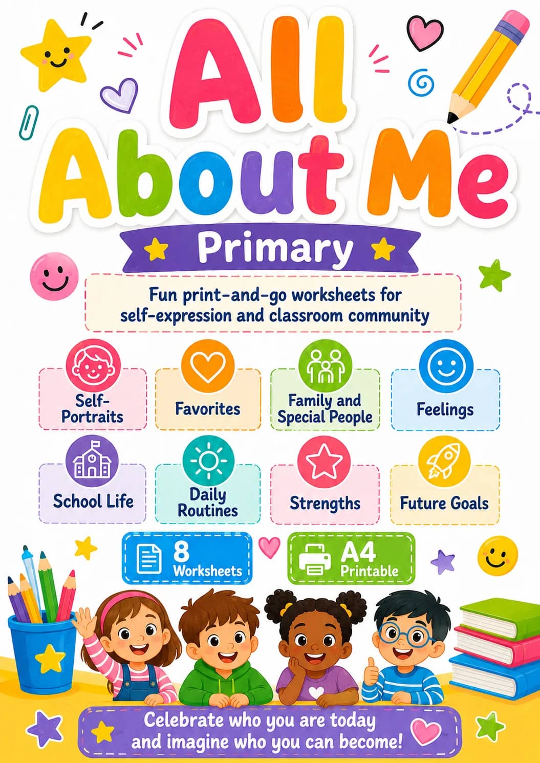 All About Me Worksheet Pack printable cover