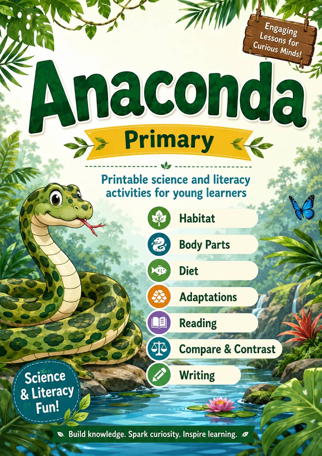 Anaconda Worksheet Pack printable cover