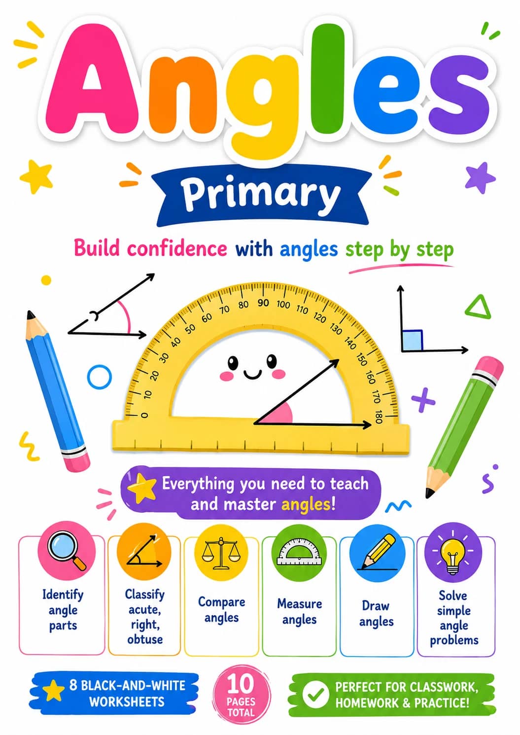 Angles Worksheet Pack printable cover