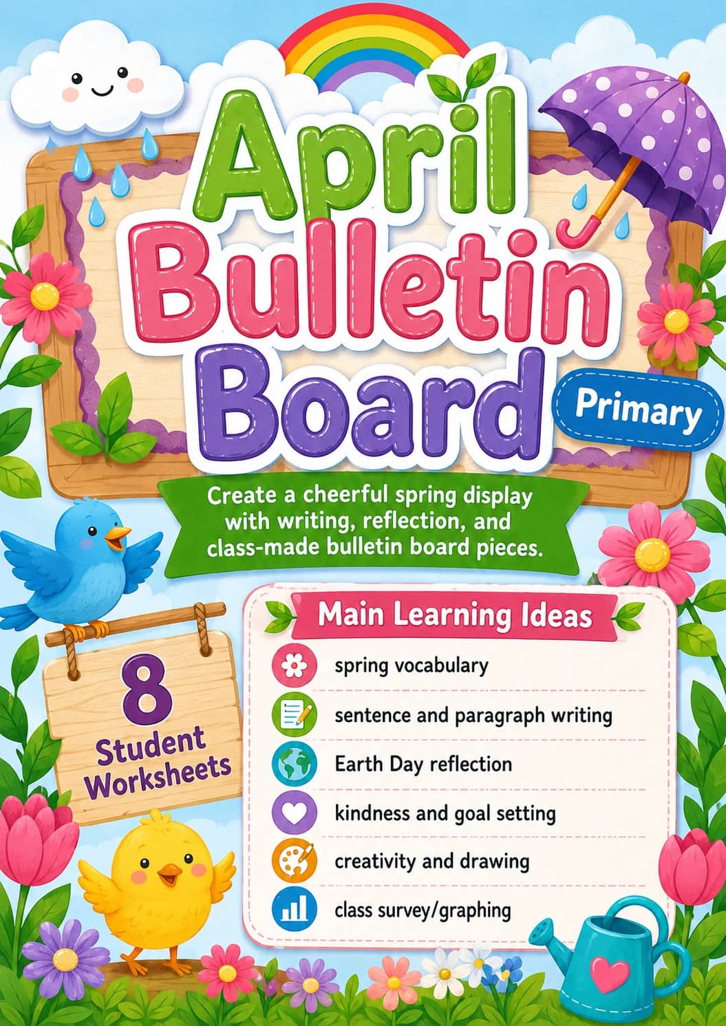 April Bulletin Board Worksheet Pack printable cover