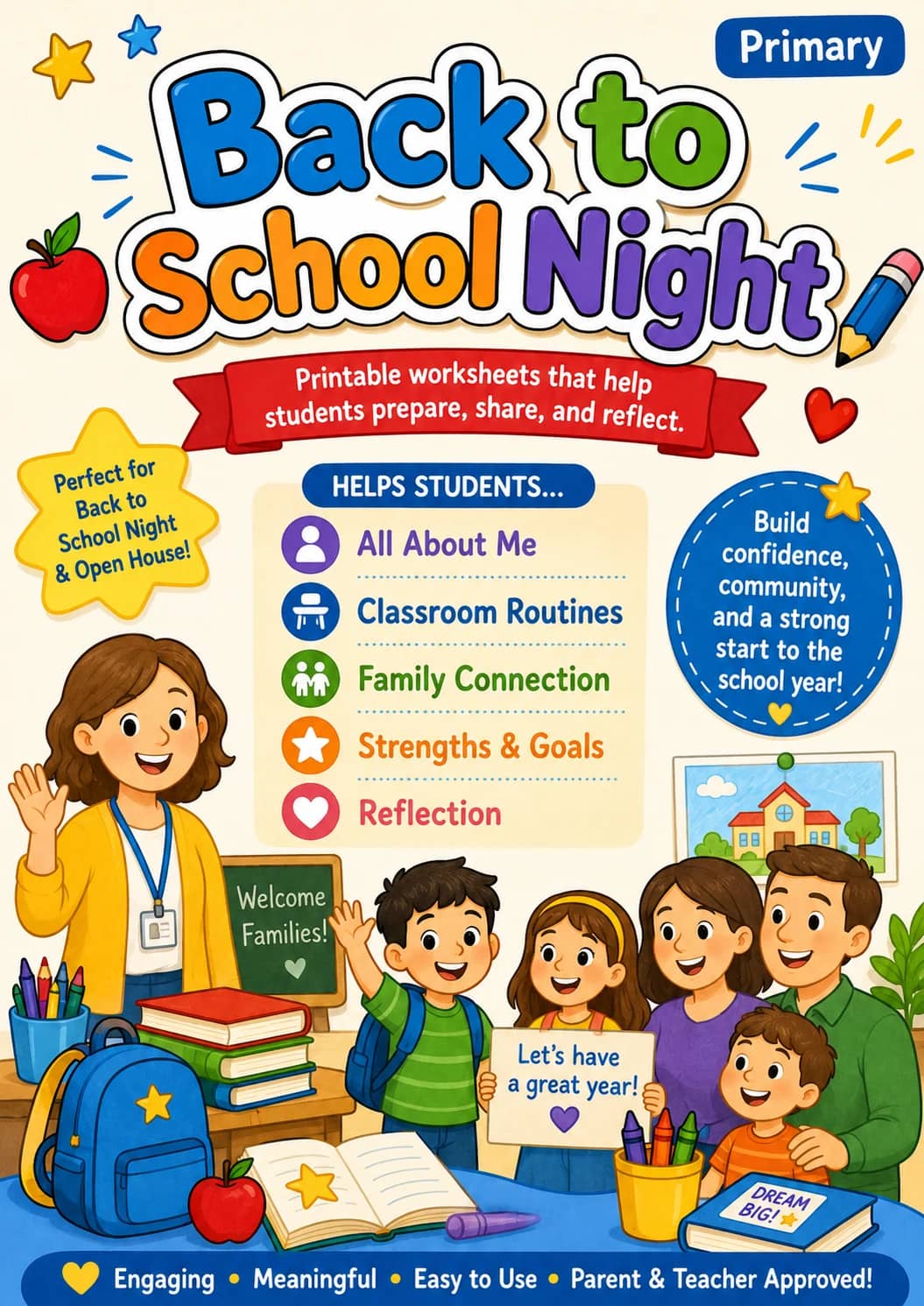 Back to School Night Worksheet Pack printable cover