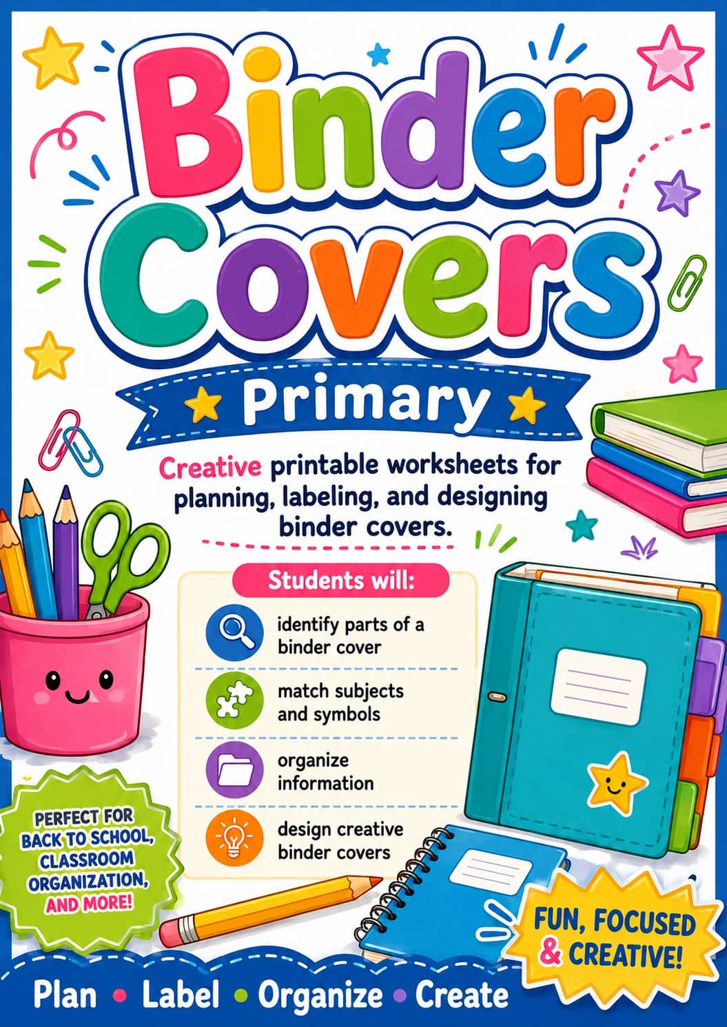 Binder Covers Worksheet Pack printable cover