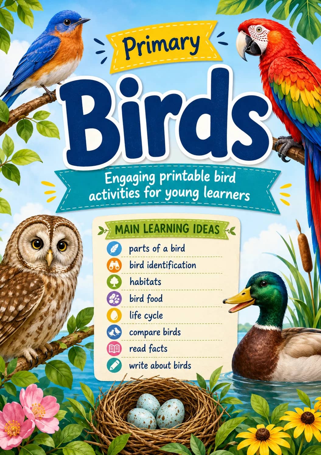 Birds Worksheet Pack printable cover