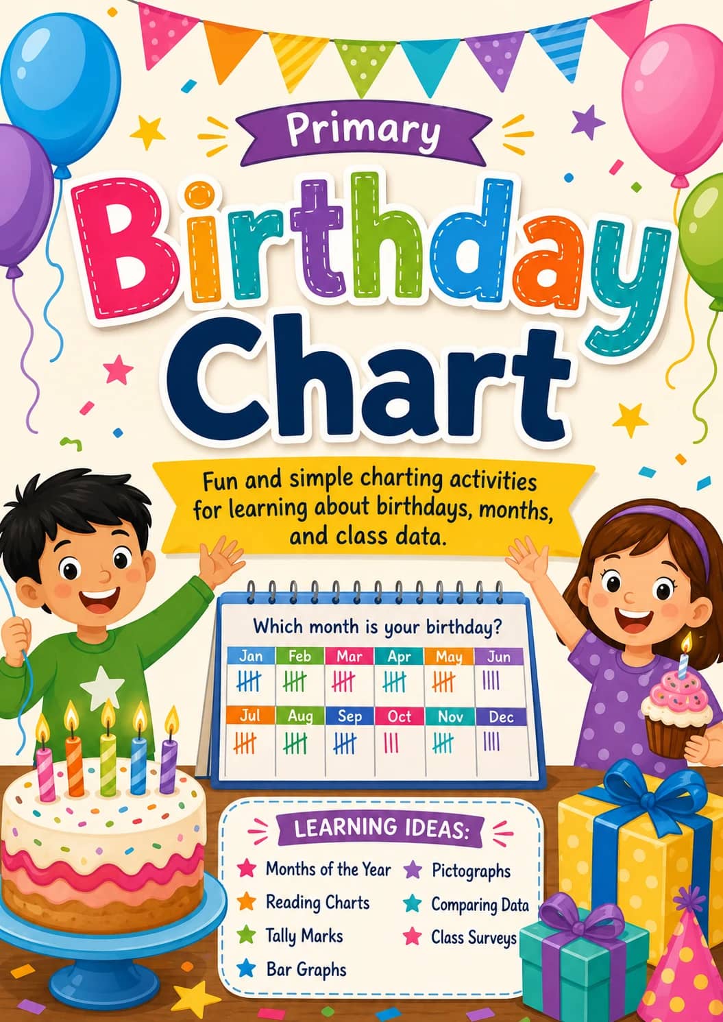 Birthday Chart Worksheet Pack printable cover