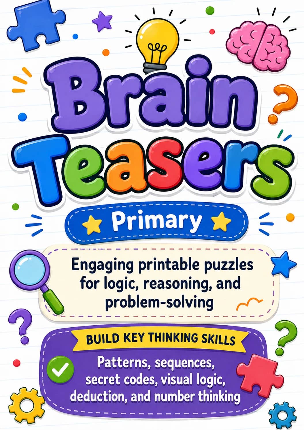 Brain Teasers Worksheet Pack printable cover