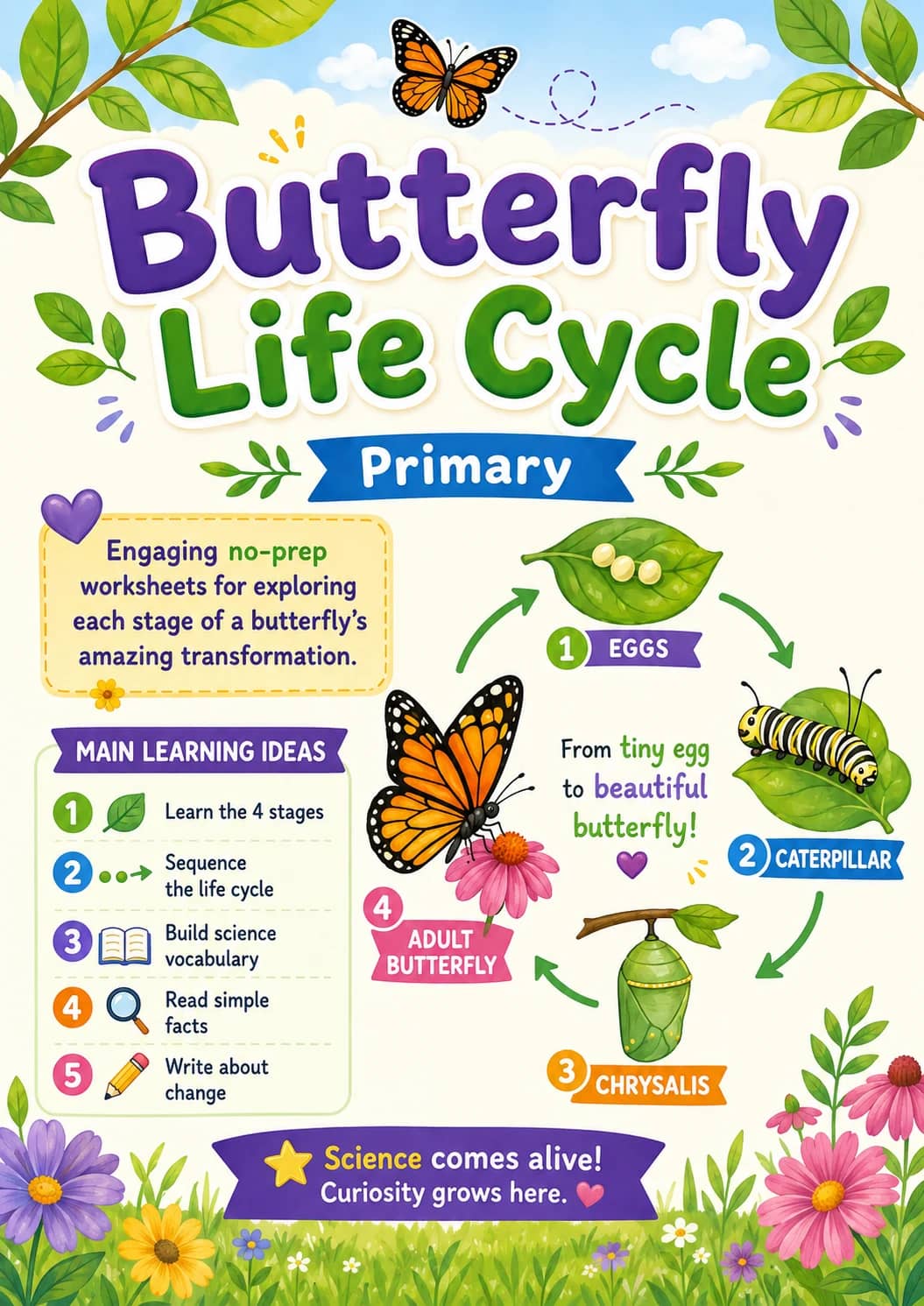 Butterfly Life Cycle Worksheet Pack printable cover
